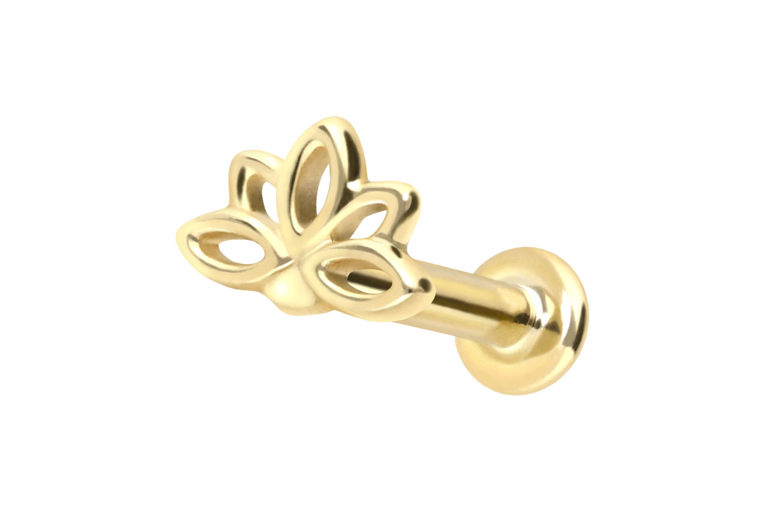 14 Karat Gold Labret Piercing mit Innengewinde LOTUSBLÜTE